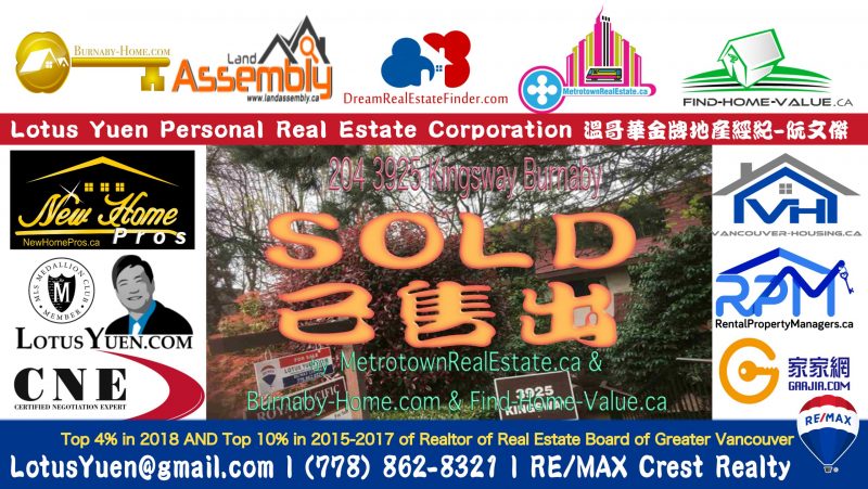Burnaby Apartment (development potential) SOLD by Lotus Yuen PREC